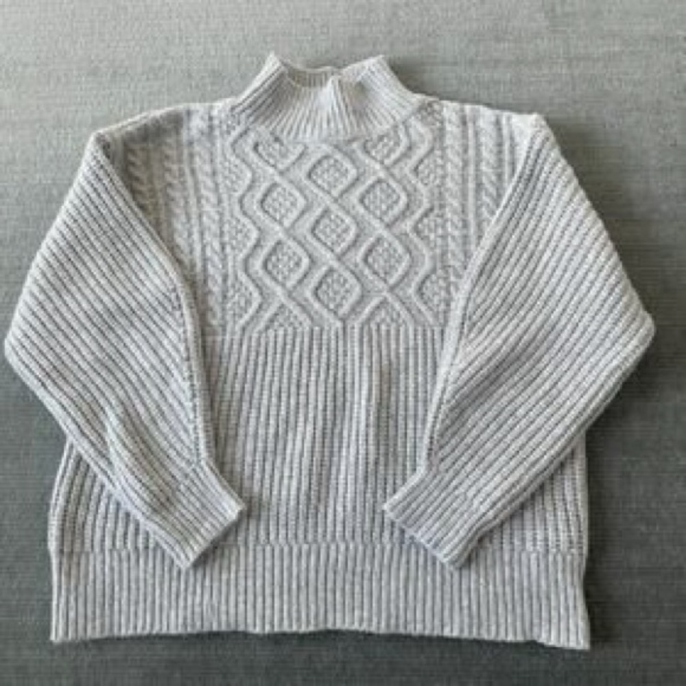 A New Day Light Gray Mock Neck Sweater cable knit